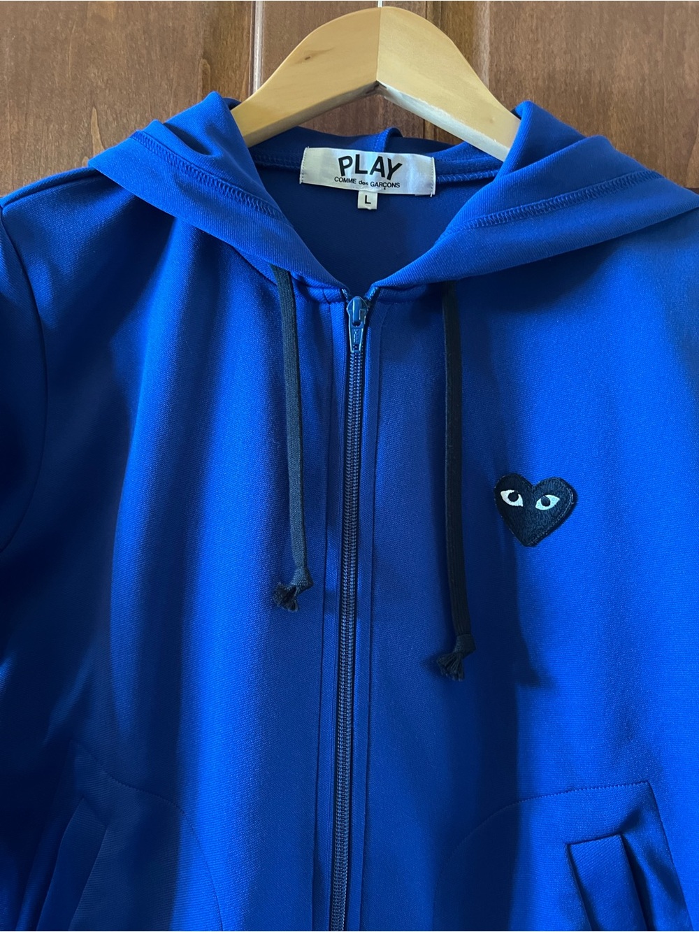 Comme des Garcons PLAY Zip Hoodie Blue with Black Heart Size L - Picture 6 of 16